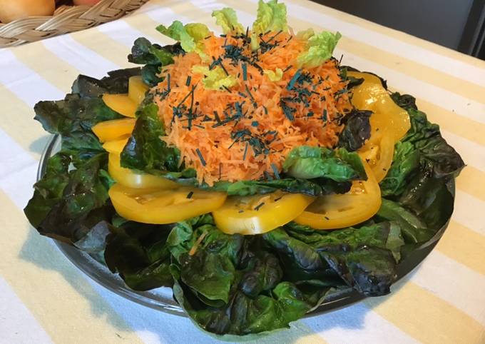 Guide étape par étape pour Faire Parfait Salade rougette aux tomates taiyo,carottes râpées et spiruline