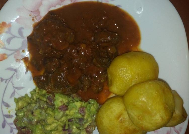 Recipe of Award-winning Fried beef and deep fried potatoes with kachumbari