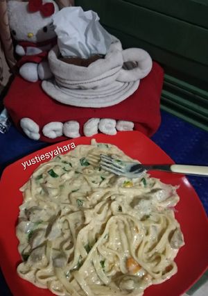 Foto resep Spicy Fettuccine carbonara low budget