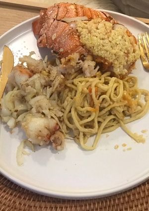 焗奶酪蒜香龍蝦伊麵（氣炸鍋懶人版） 的食譜成品照片