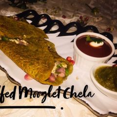 Sprouted moog dal stuffed cheela A picture of Sprouted moog dal stuffed cheela.