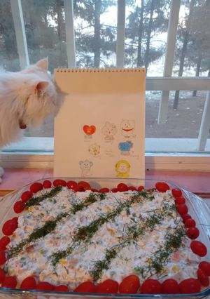 عکسی از دستور کیک مرغ همراه seokjin's birthday cake) BT21)