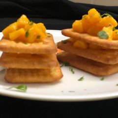 A picture of Mango salsa crackers.