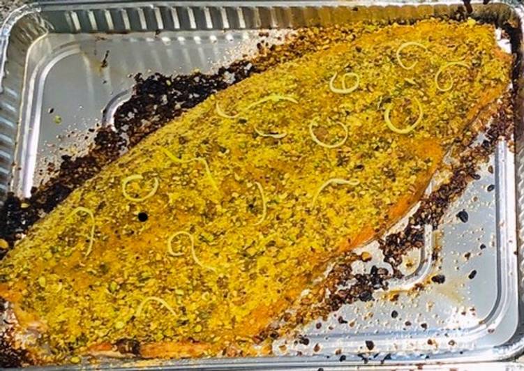 Easiest Way to Prepare Homemade Lemon Pistachio Crusted Salmon