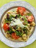 Stir-Fried Udon with Summer Vegetables and Canned Mackerel