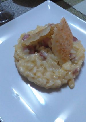 Foto principal de Risotto de pechuga de pollo con crujiente de queso