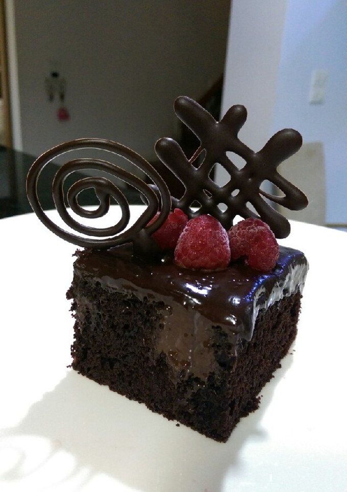 A picture of Chocolate poke cake.