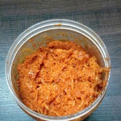 A picture of Mamidikai Thokku Pachadi (Grated mango pickle).