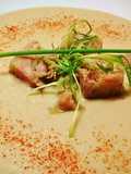 Crema de alubias blancas con aspic de costilla de cerdo