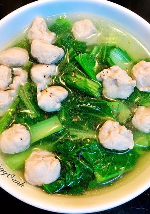 Hình của món Canh Cải Bẹ Xanh Nấu Mọc.