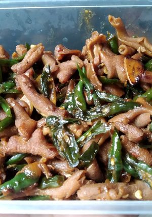 Foto resep Usus oseng cabe hijau