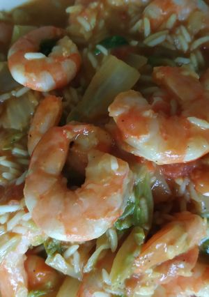 Une photo de Crevettes curry lait de coco