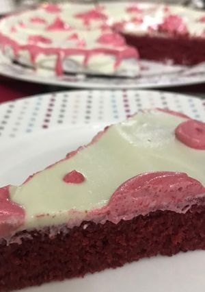 A picture of RED VELVET with Cream Cheese Frosting.