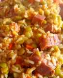 Guiso de arroz, arvejas y jamón crudo 👨‍🍳👨‍🍳