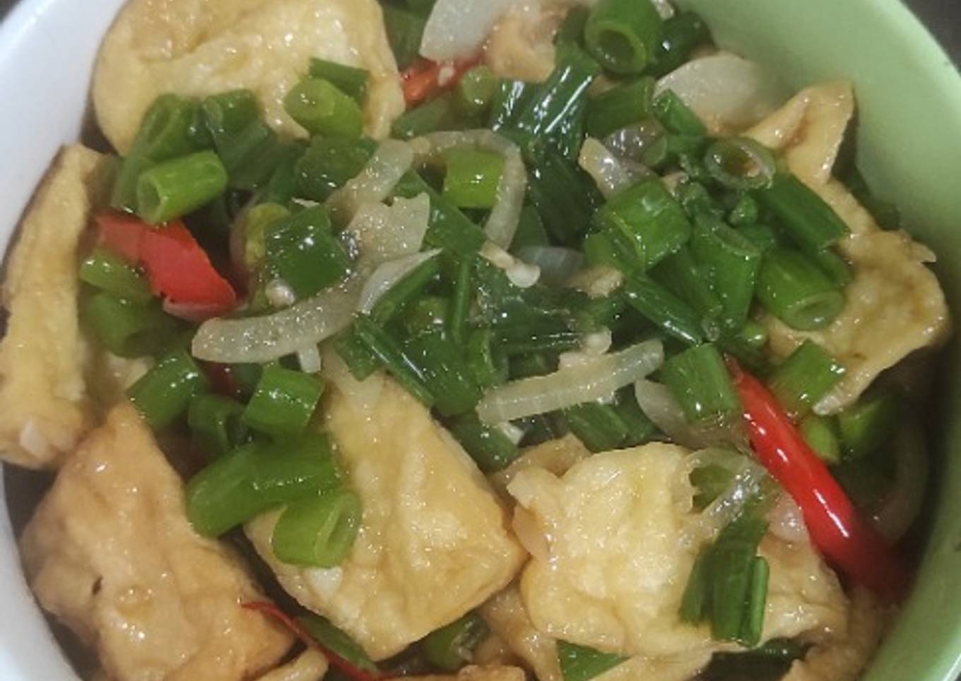 Tumis tahu bunga bawang