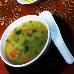 A picture of Peas And Corn Mixed Spicy Healthy Soup.