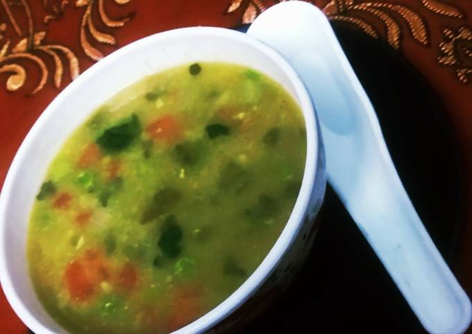 Steps to Prepare Ultimate Peas And Corn Mixed Spicy Healthy Soup