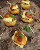 Jacket potatoes with amritsari vadi filling and aam papad chutne