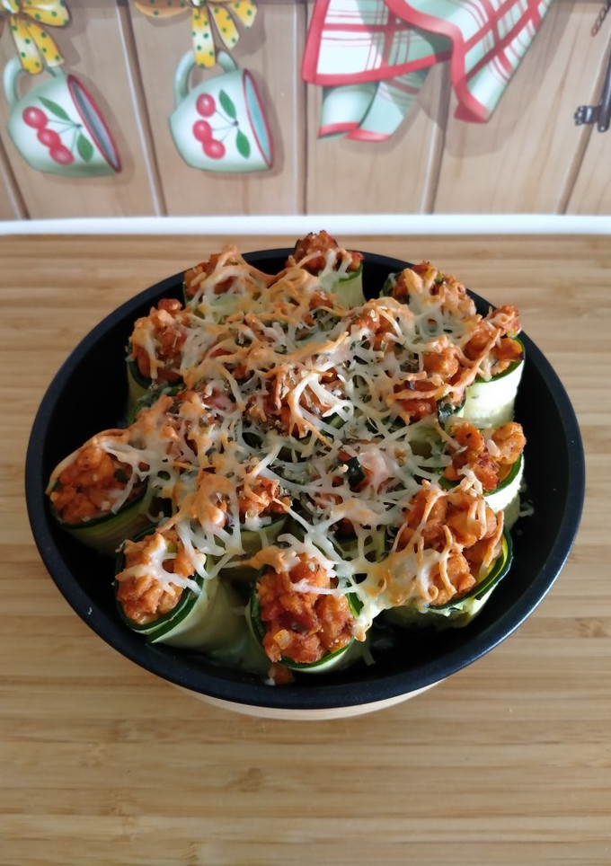Una foto de Rollitos de calabacín soja texturizada freidora de aire/airfryer