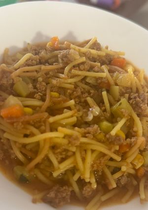 Una foto de Sopa de carne molida con fideo