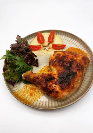 松木煙燻南非烤雞腿佐蔬果沙拉拼盤(peri peri烤雞食譜) 的食譜成品照片