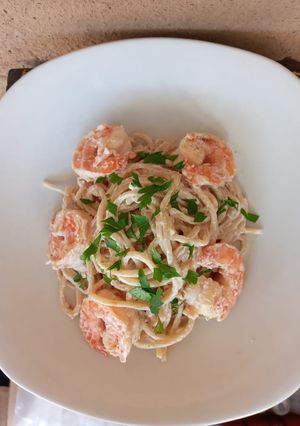 Una foto de Spaghetti con camarones