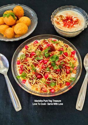 A picture of Dahi Phulki - Dahi Pakodi - Summer Special Cooling Dish - Party Starter Chaat.