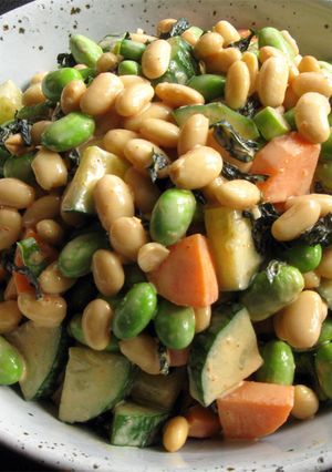 A picture of Soy Bean Salad with Gochujang Mayo Dressing.