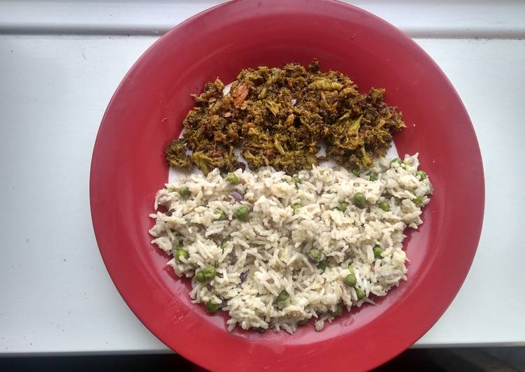 Peas Pulao with Broccoli fry