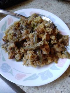 A picture of Stuffing and Herb Green Bean Casserole.