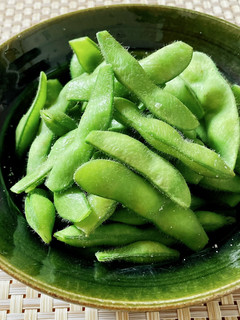 A picture of Boiled Edamame with Salt.