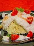 Tortino con crema di gamberetti