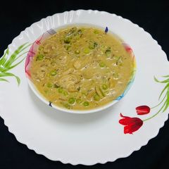Mushroom mattar curry with coconut flavour A picture of Mushroom mattar curry with coconut flavour.