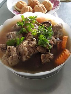 Hình của món SP.0170 - Giò Heo Nấu Nấm Đông Cô & Tóc Tiên.
