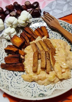 Joghurtos birsalma sült tofuval és édesburgonyával (vegán) recept fotója
