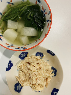骨感回鍋之路#1 味增雞胸 配 無欲無求青菜蘿蔔湯 的食譜成品照片