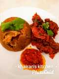 Meat Eba and tomato sauce