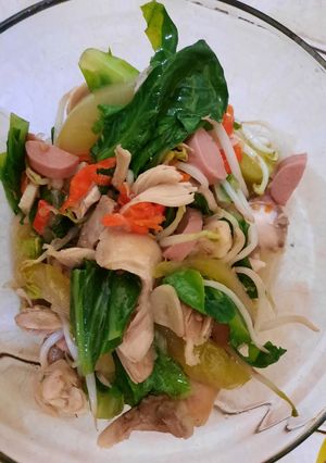 Foto resep Tumis baby kailan,toge, ayam dan sosis