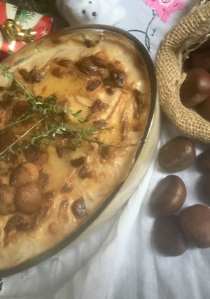 Une photo de 🪹🍂Gratin de Noël 🏕️🎄 champignon 🍄 marrons 🧶