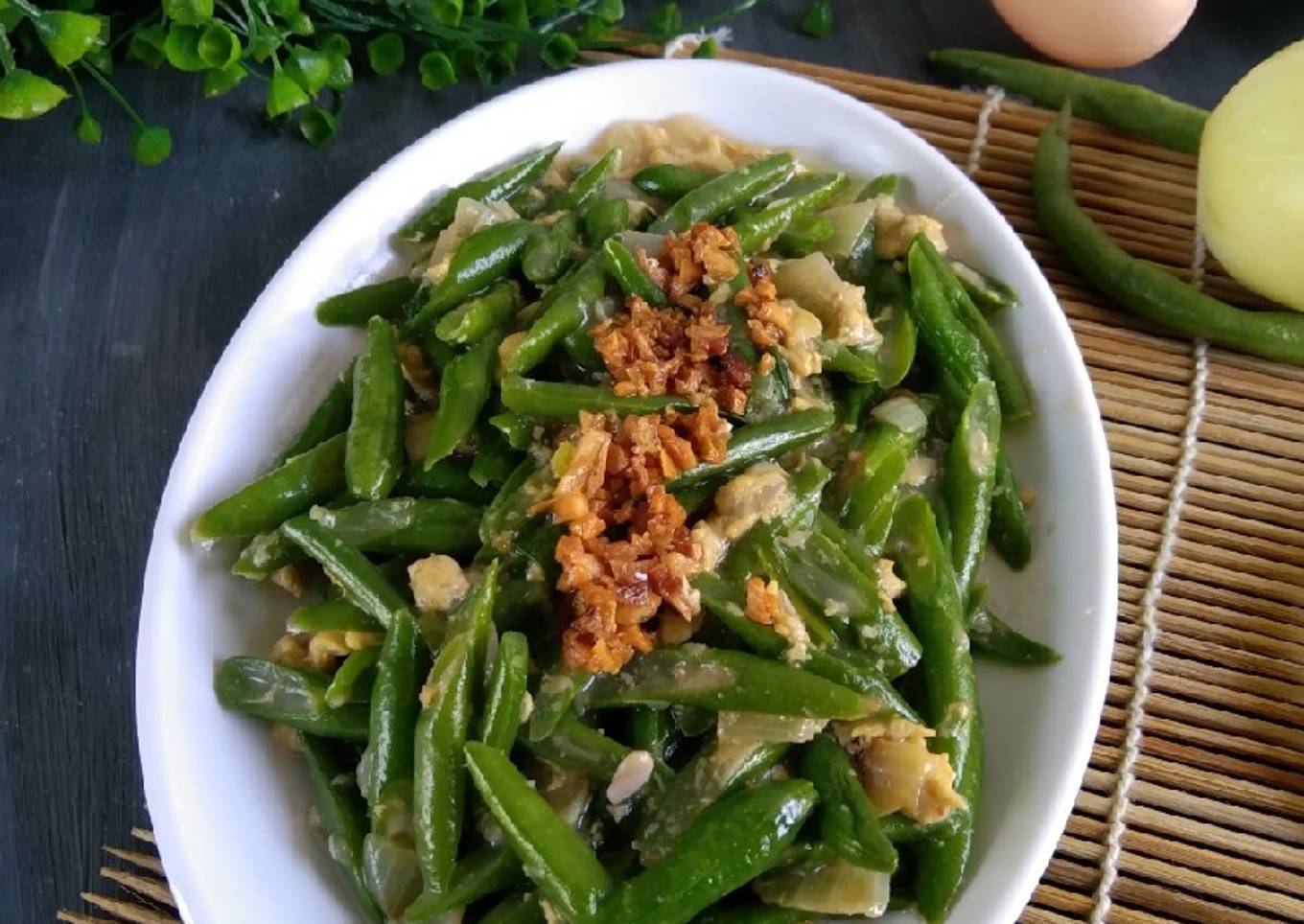 Tumis buncis telur Ala chines
