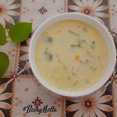A picture of Roasted Capsicum-Corn Soup.