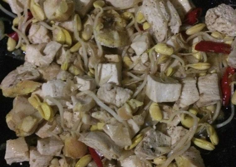 Bagaimana Membuat Tumis Tahu, daging ayam, kecambah diet full protein yang Enak Banget