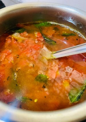 A picture of Tomato Rasam.