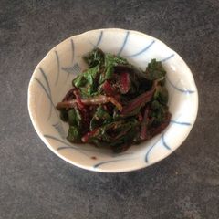 A picture of Beetroot  leaves and sesame dressing      