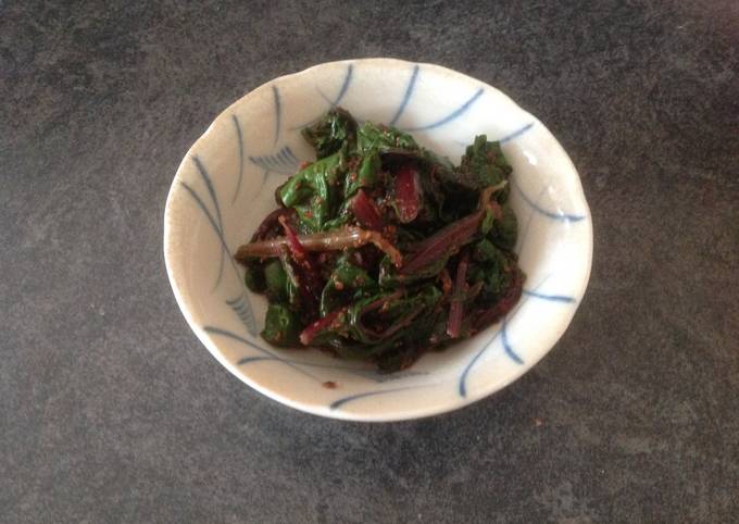 Beetroot  leaves and sesame dressing      