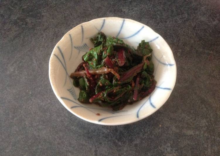 Beetroot  leaves and sesame dressing      &quot;Don't throw away 2&quot;