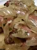 Sausages with Onions in White Wine