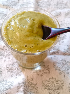 A picture of Green Smoothie with Cloves and Preserved Lemon.