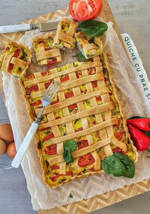 O poză a rețetei Quiche cu praz și spanac.