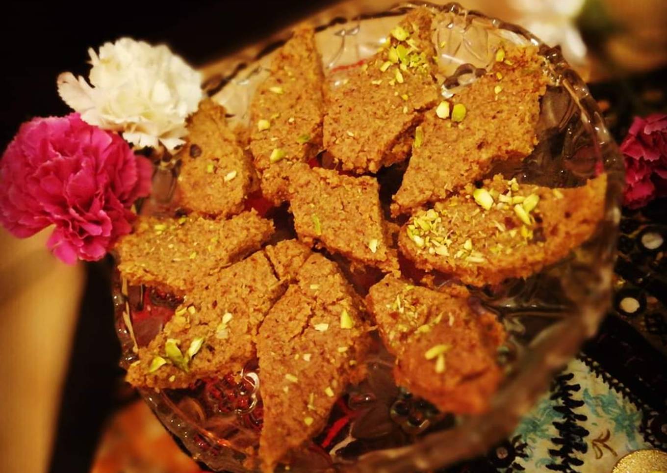 Walnut halwa in oven